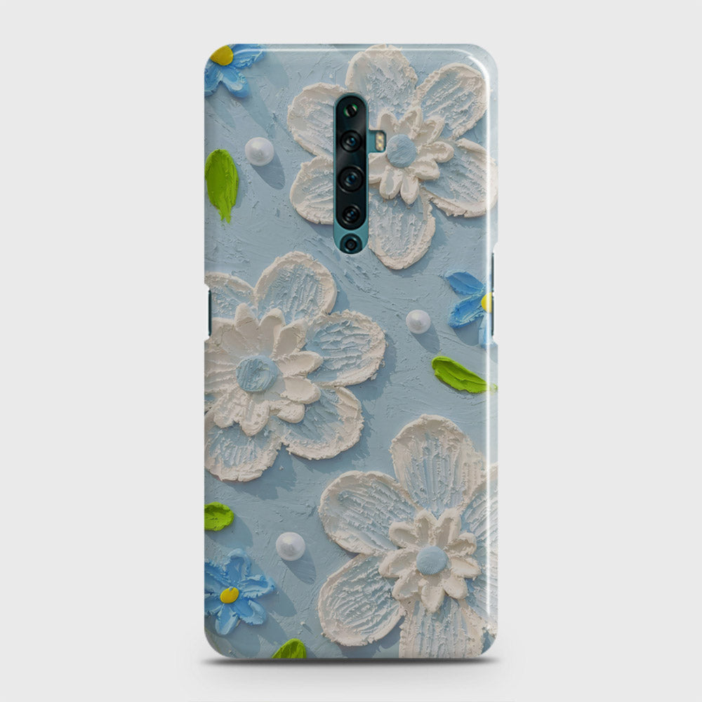 Oppo Reno 2F Cover - Floral Series - Design 3 - Sky Blue - Matte Finish - Snap On Hard Case with LifeTime Colors Guarantee