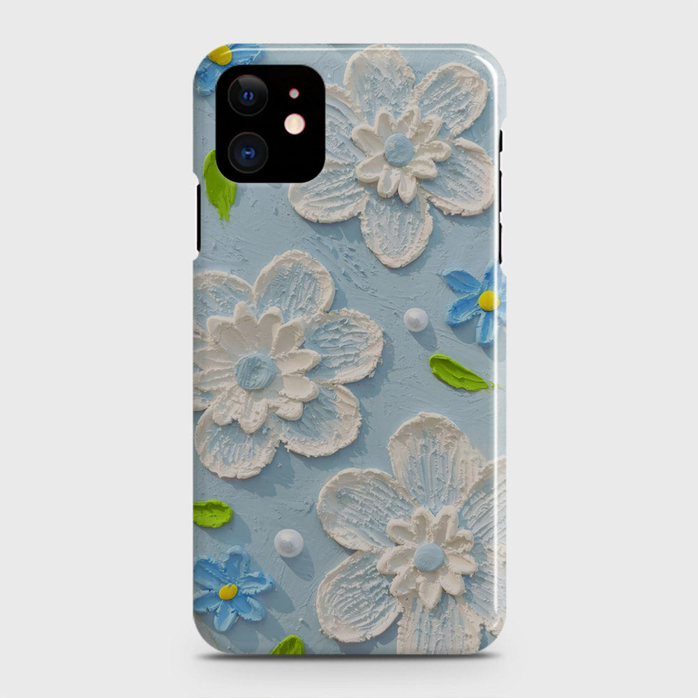 iPhone 12 Cover - Floral Series - Design 3 - Sky Blue - Matte Finish - Snap On Hard Case with LifeTime Colors Guarantee