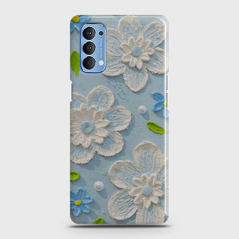 Oppo Reno 4 4G Cover - Floral Series - Design 3 - Sky Blue - Matte Finish - Snap On Hard Case with LifeTime Colors Guarantee