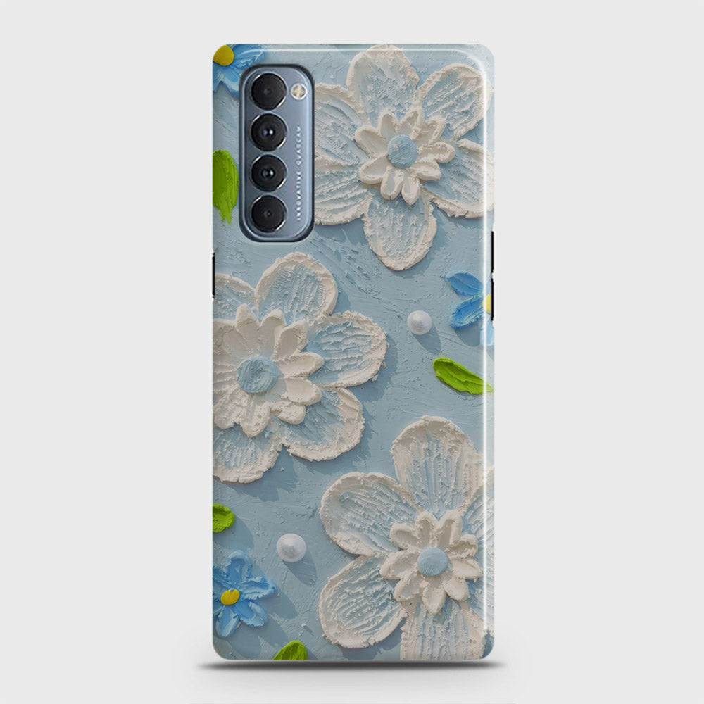 Oppo Reno 4 Pro 4G Cover - Floral Series - Design 3 - Sky Blue - Matte Finish - Snap On Hard Case with LifeTime Colors Guarantee