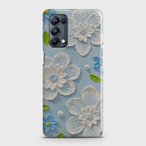 Oppo Reno 5 4G Cover - Floral Series - Design 3 - Sky Blue - Matte Finish - Snap On Hard Case with LifeTime Colors Guarantee