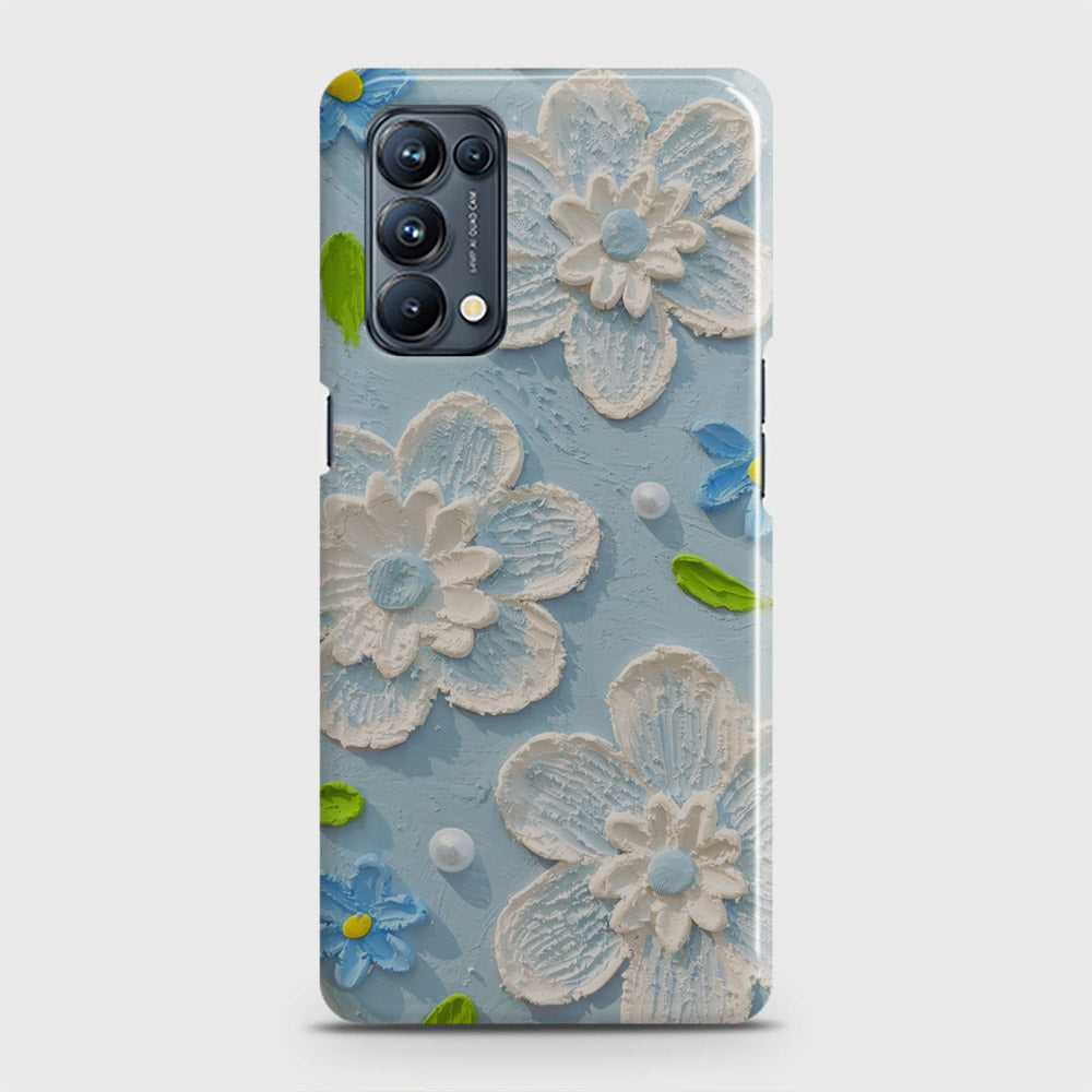 Oppo Reno 5 Pro 5G Cover - Floral Series - Design 3 - Sky Blue - Matte Finish - Snap On Hard Case with LifeTime Colors Guarantee