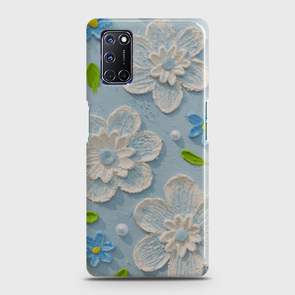 Oppo A52 Cover - Floral Series - Design 3 - Sky Blue - Matte Finish - Snap On Hard Case with LifeTime Colors Guarantee