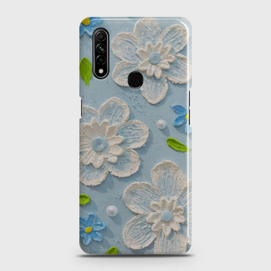 Oppo A8 Cover - Floral Series - Design 3 - Sky Blue - Matte Finish - Snap On Hard Case with LifeTime Colors Guarantee