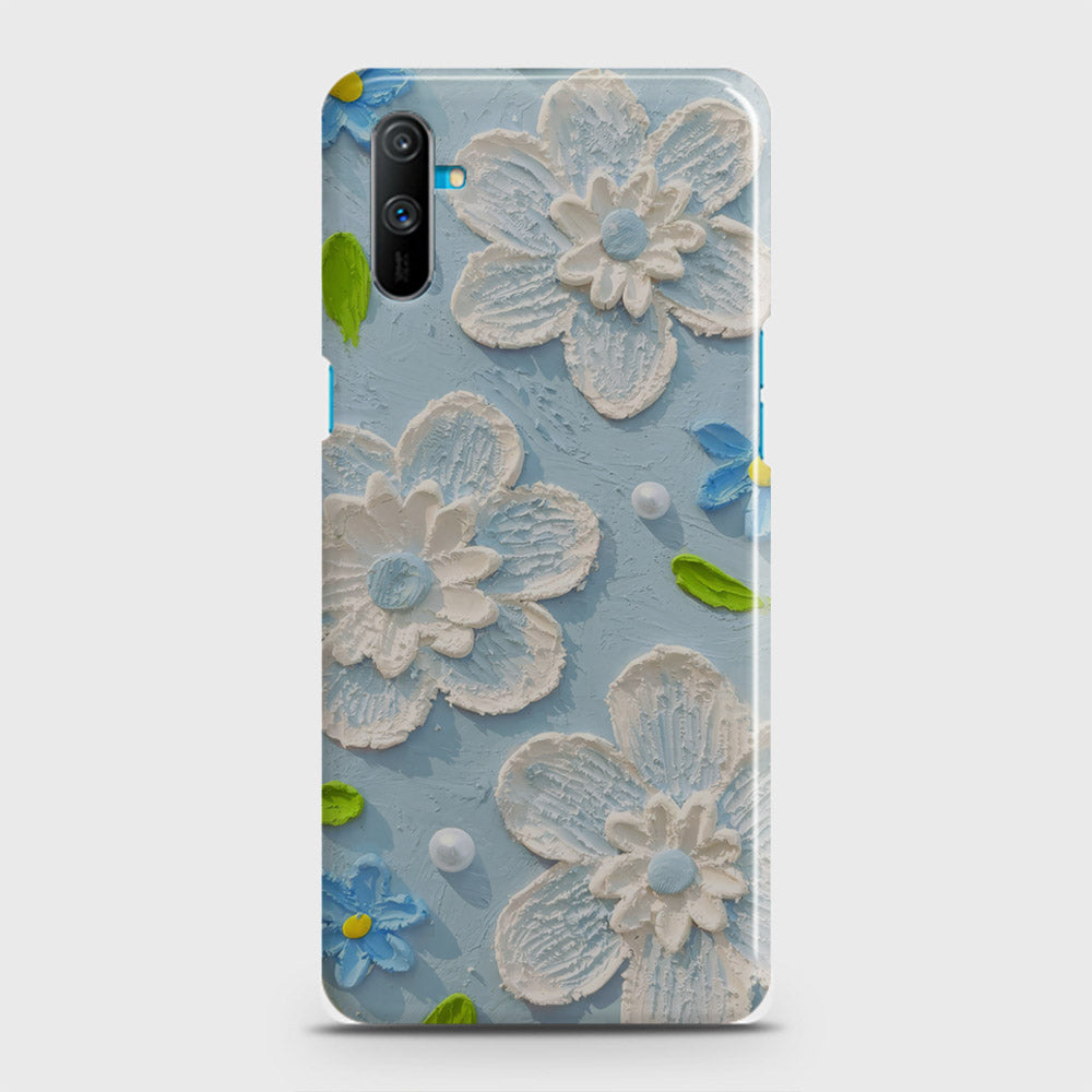 Realme C3 Cover - Floral Series - Design 3 - Sky Blue - Matte Finish - Snap On Hard Case with LifeTime Colors Guarantee