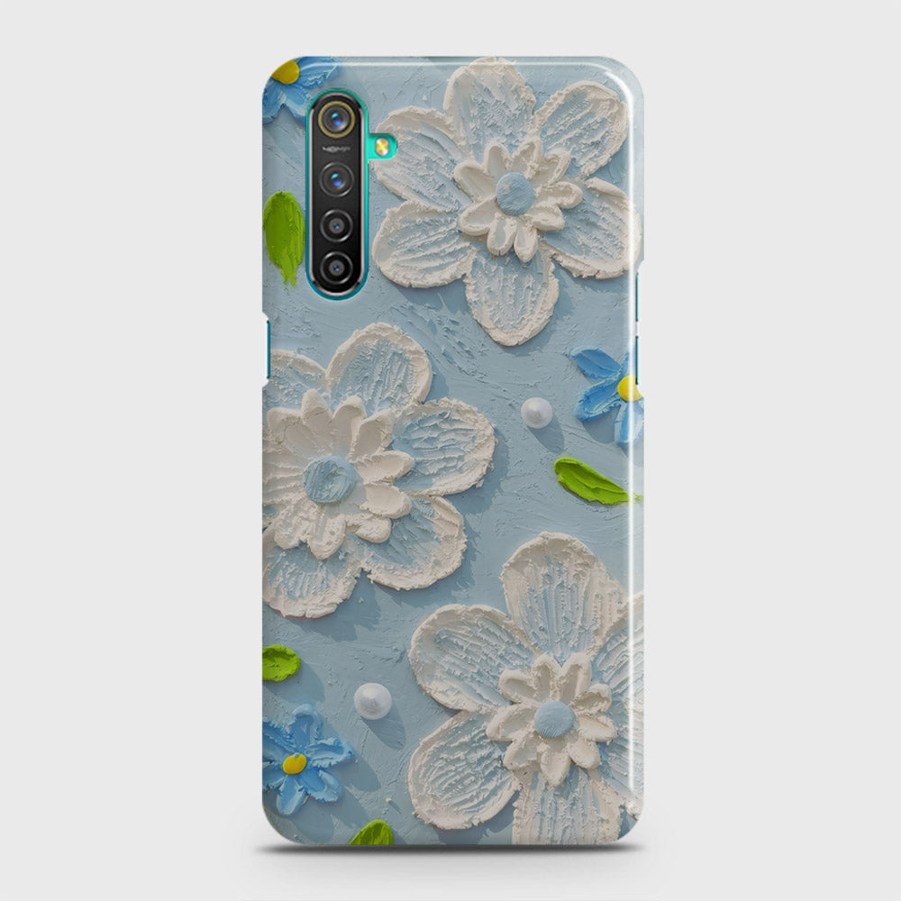 Realme 6 Cover - Floral Series - Design 3 - Sky Blue - Matte Finish - Snap On Hard Case with LifeTime Colors Guarantee