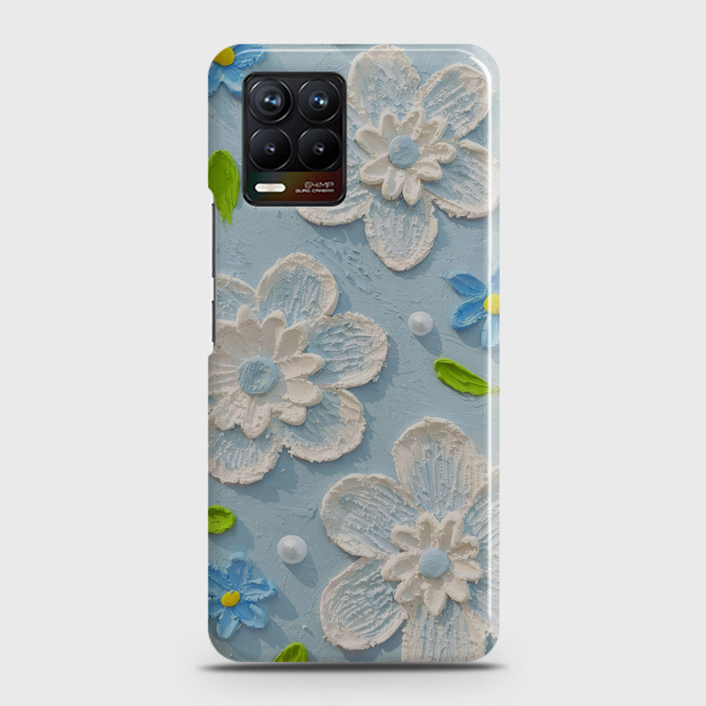 Realme 8 Cover - Floral Series - Design 3 - Sky Blue - Matte Finish - Snap On Hard Case with LifeTime Colors Guarantee