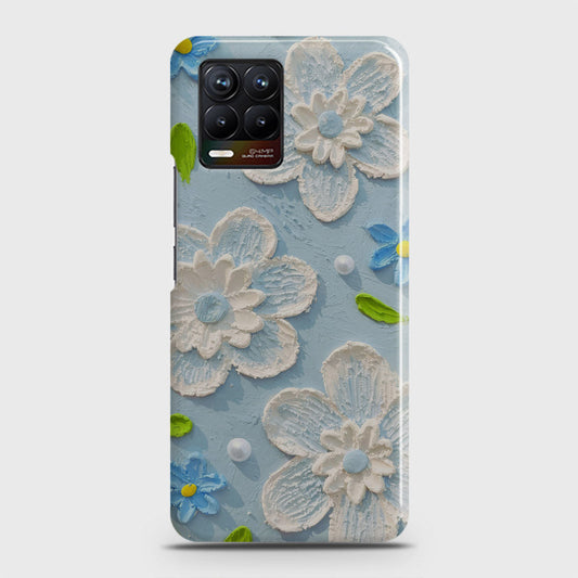 Realme 8 Cover - Floral Series - Design 3 - Sky Blue - Matte Finish - Snap On Hard Case with LifeTime Colors Guarantee