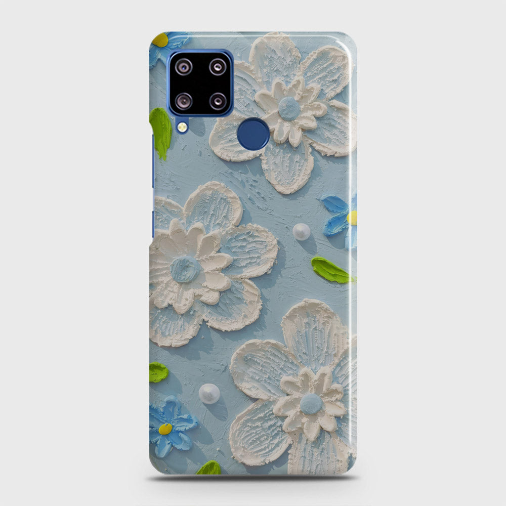 Realme C15 Cover - Floral Series - Design 3 - Sky Blue - Matte Finish - Snap On Hard Case with LifeTime Colors Guarantee