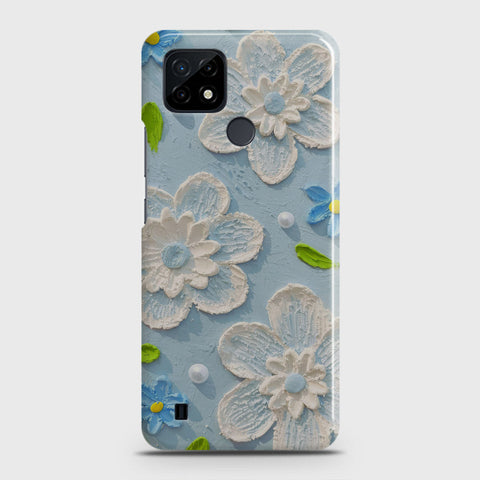 Realme C21 Cover - Floral Series - Design 3 - Sky Blue - Matte Finish - Snap On Hard Case with LifeTime Colors Guarantee