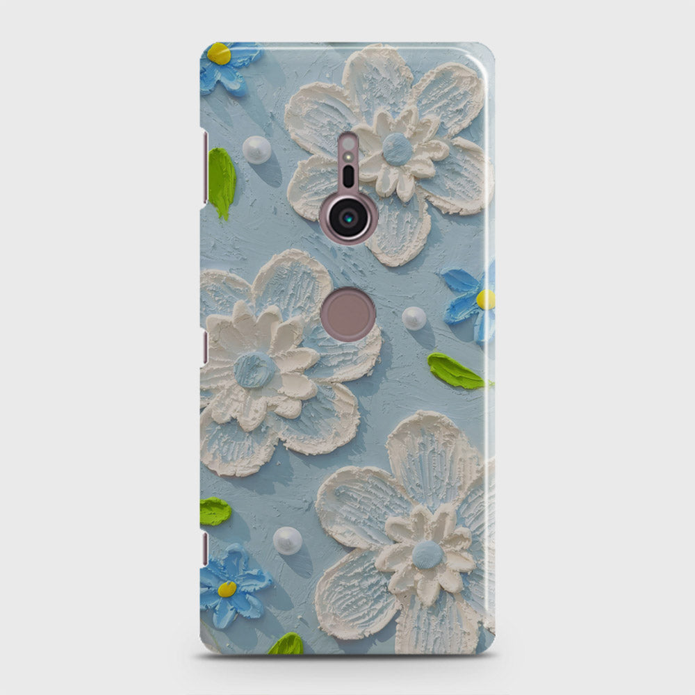 Sony Xperia XZ2 Cover - Floral Series - Design 3 - Sky Blue - Matte Finish - Snap On Hard Case with LifeTime Colors Guarantee