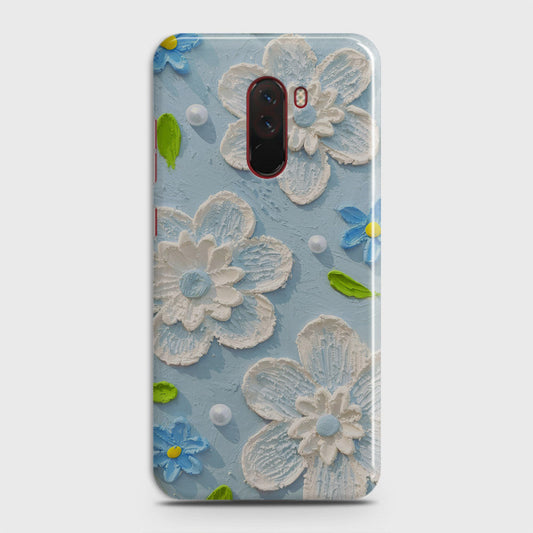 Xiaomi Pocophone F1  Cover - Floral Series - Design 3 - Sky Blue - Matte Finish - Snap On Hard Case with LifeTime Colors Guarantee