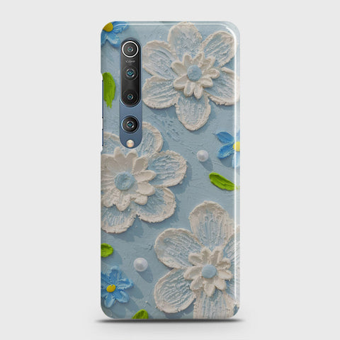 Xiaomi Mi 10 Cover - Floral Series - Design 3 - Sky Blue - Matte Finish - Snap On Hard Case with LifeTime Colors Guarantee