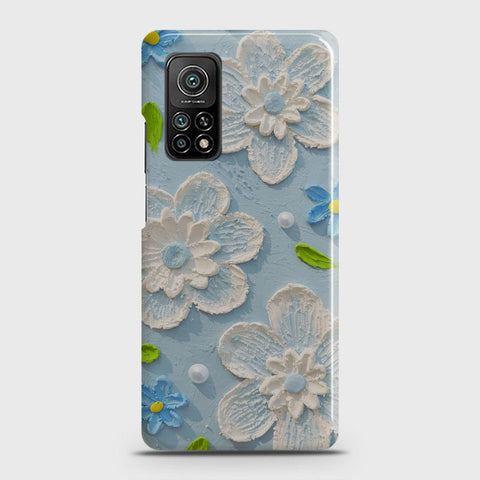 Xiaomi Mi 10T Cover - Floral Series - Design 3 - Sky Blue - Matte Finish - Snap On Hard Case with LifeTime Colors Guarantee