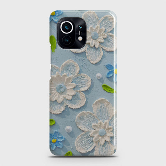 Xiaomi Mi 11 Cover - Floral Series - Design 3 - Sky Blue - Matte Finish - Snap On Hard Case with LifeTime Colors Guarantee