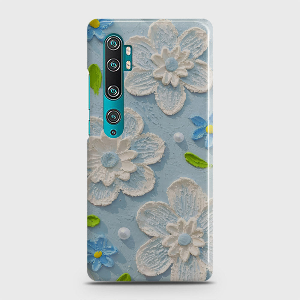 Xiaomi Mi Note 10 Cover - Floral Series - Design 3 - Sky Blue - Matte Finish - Snap On Hard Case with LifeTime Colors Guarantee