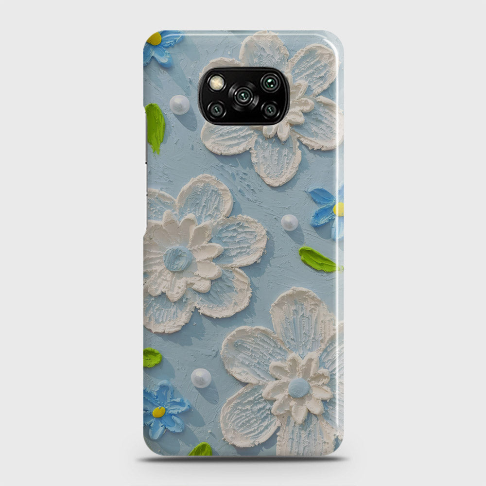 Xiaomi Poco X3 Pro Cover - Floral Series - Design 3 - Sky Blue - Matte Finish - Snap On Hard Case with LifeTime Colors Guarantee