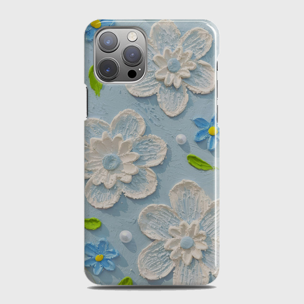 iPhone 12 Pro Max Cover - Floral Series - Design 3 - Sky Blue - Matte Finish - Snap On Hard Case with LifeTime Colors Guarantee