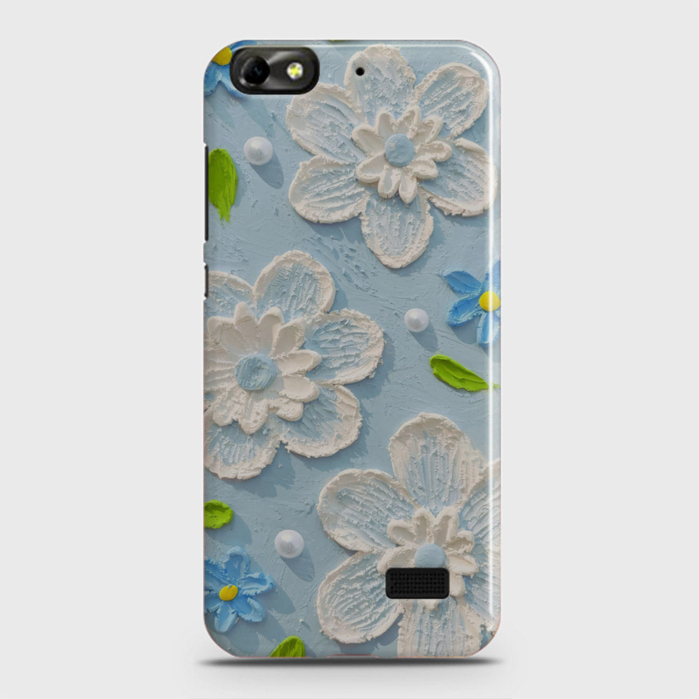 Huawei Honor 4C Cover - Floral Series - Design 3 - Sky Blue - Matte Finish - Snap On Hard Case with LifeTime Colors Guarantee