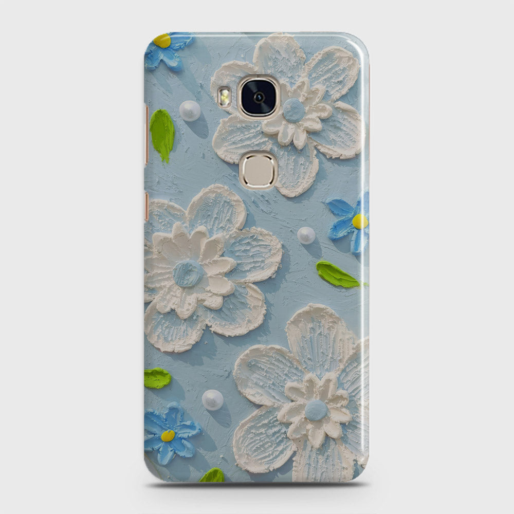 Huawei Honor 5X Cover - Floral Series - Design 3 - Sky Blue - Matte Finish - Snap On Hard Case with LifeTime Colors Guarantee