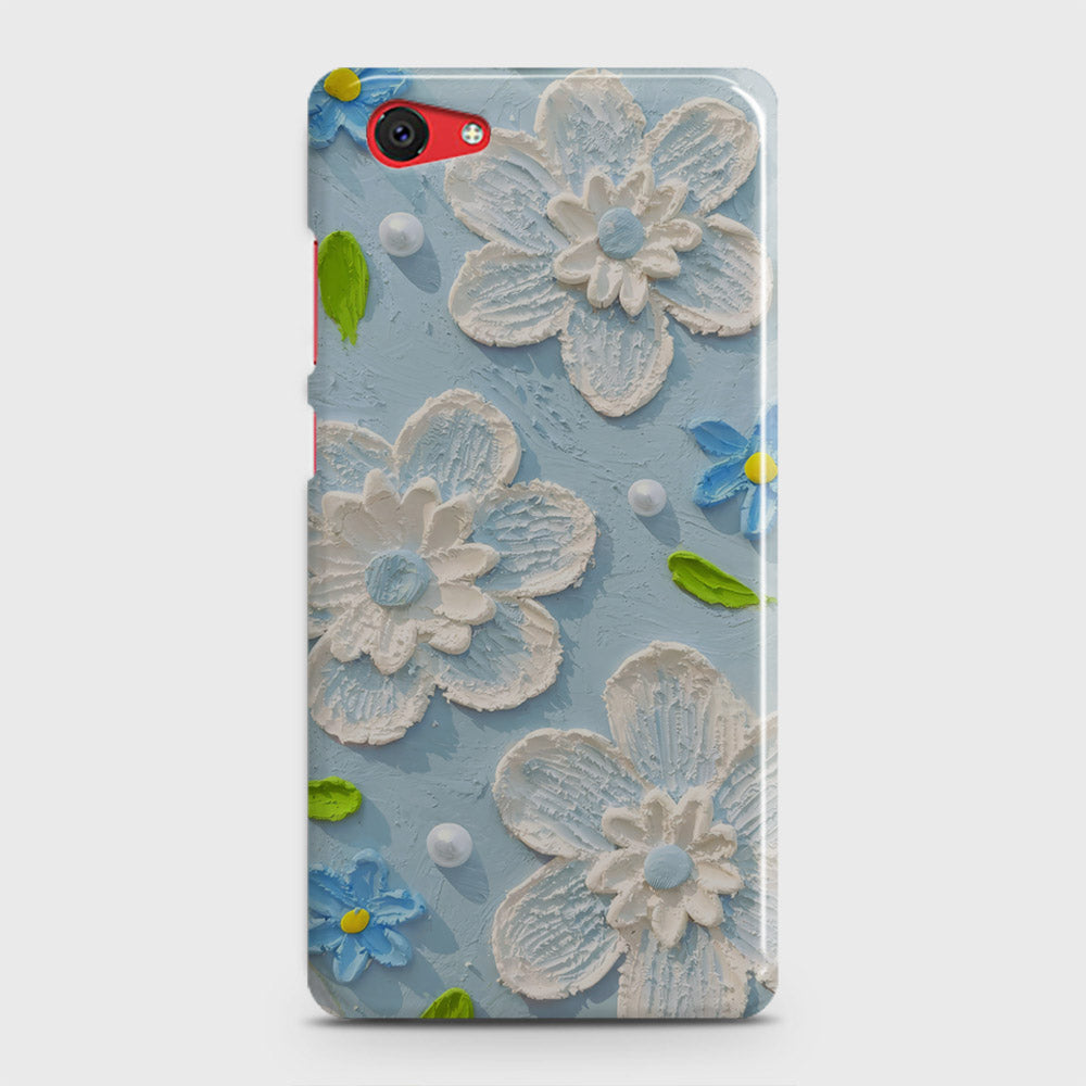 Vivo Y71 Cover - Floral Series - Design 3 - Sky Blue - Matte Finish - Snap On Hard Case with LifeTime Colors Guarantee