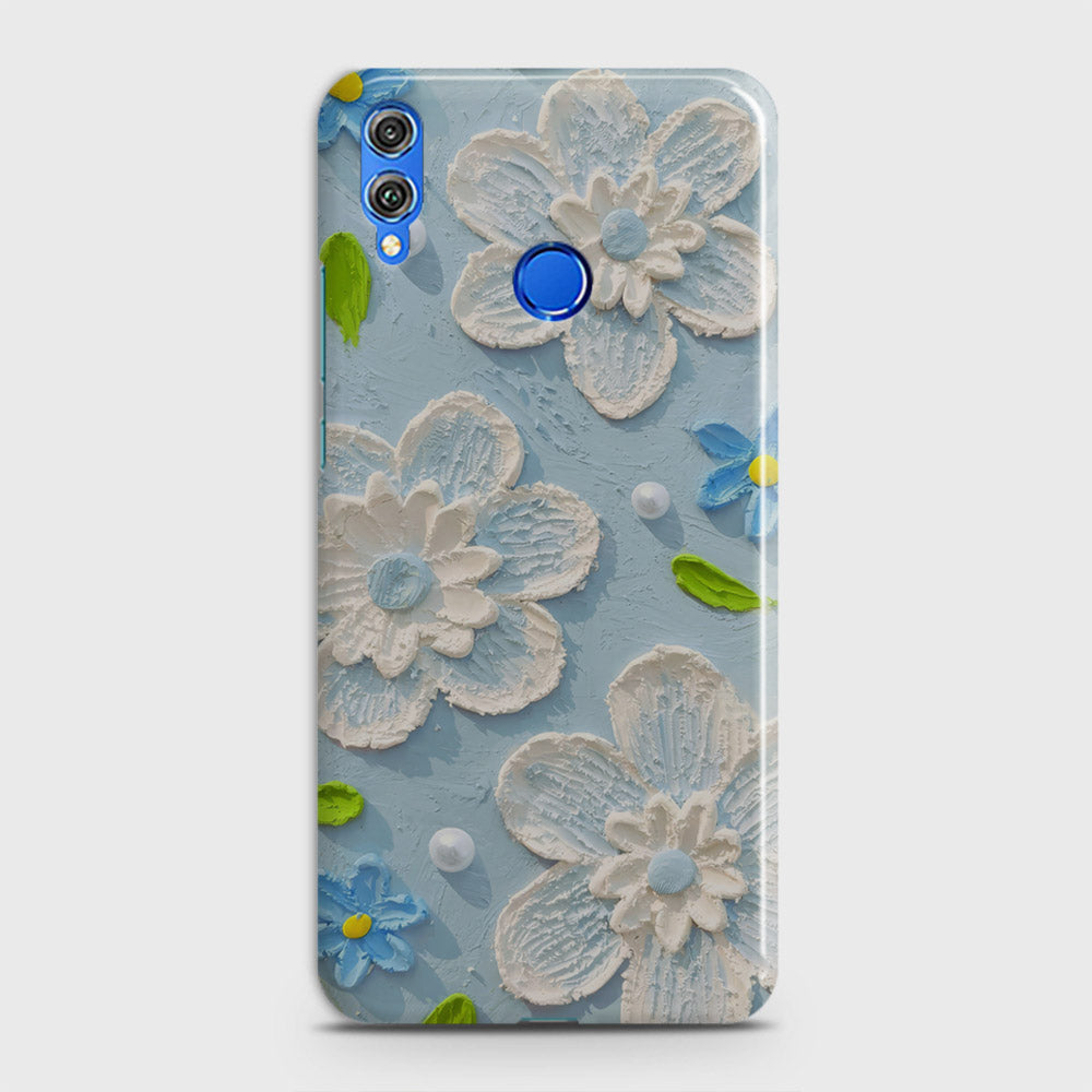 Huawei Honor 8X Cover - Floral Series - Design 3 - Sky Blue - Matte Finish - Snap On Hard Case with LifeTime Colors Guarantee