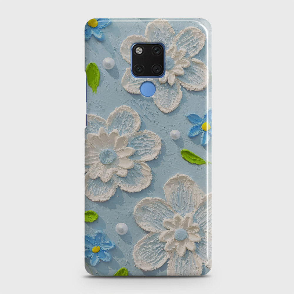 Huawei Mate 20 Cover - Floral Series - Design 3 - Sky Blue - Matte Finish - Snap On Hard Case with LifeTime Colors Guarantee