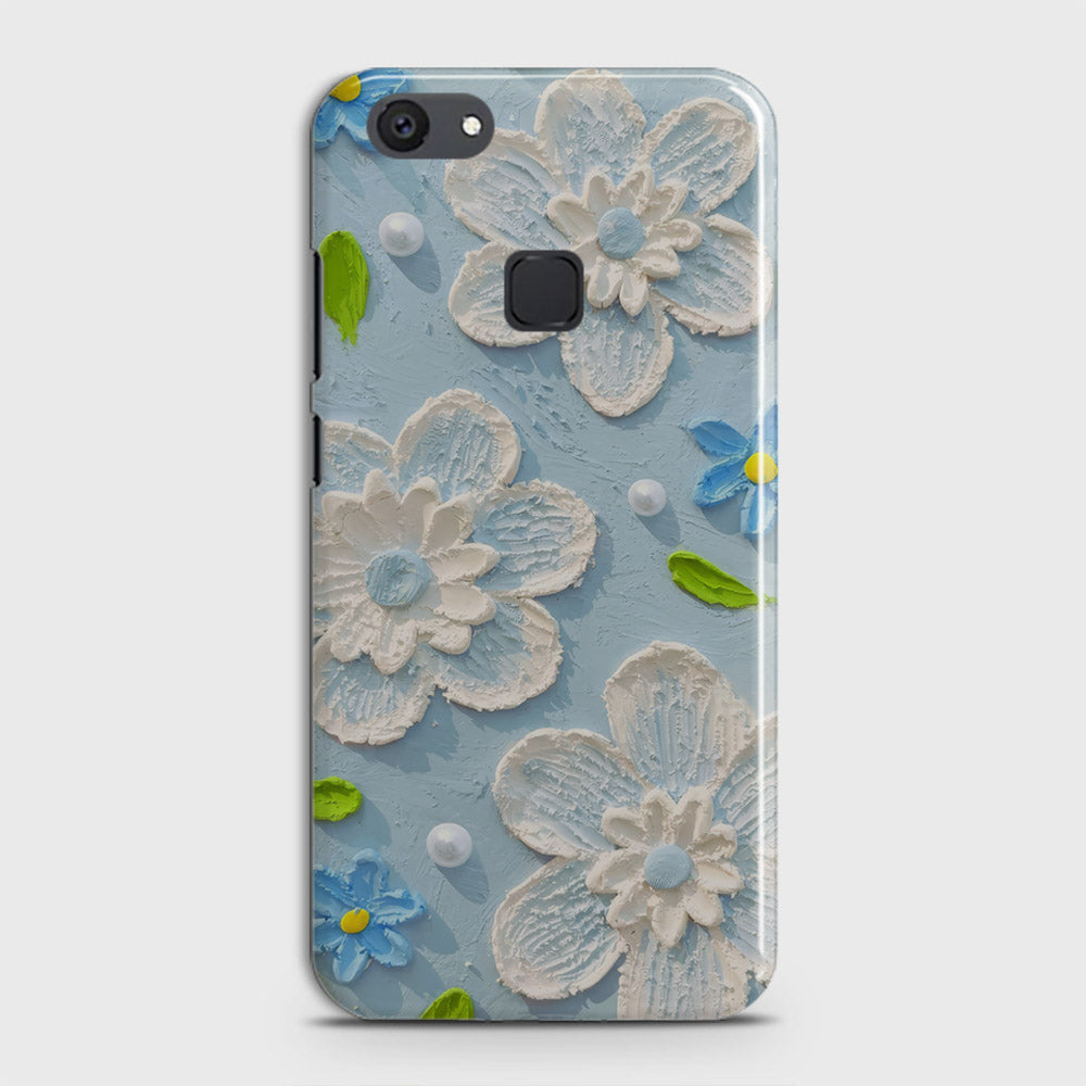 Vivo Y81 Cover - Floral Series - Design 3 - Sky Blue - Matte Finish - Snap On Hard Case with LifeTime Colors Guarantee