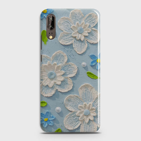 Huawei P20 Cover - Floral Series - Design 3 - Sky Blue - Matte Finish - Snap On Hard Case with LifeTime Colors Guarantee