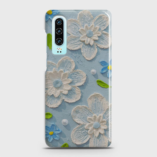 Huawei P30 Cover - Floral Series - Design 3 - Sky Blue - Matte Finish - Snap On Hard Case with LifeTime Colors Guarantee