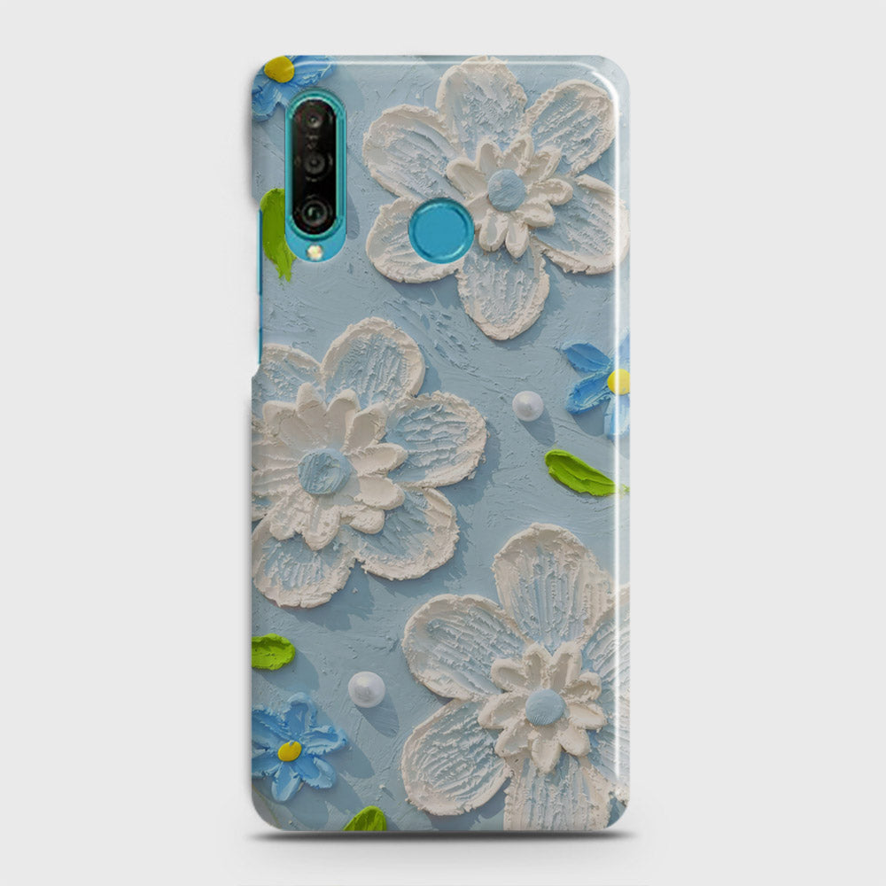 Huawei P30 lite Cover - Floral Series - Design 3 - Sky Blue - Matte Finish - Snap On Hard Case with LifeTime Colors Guarantee