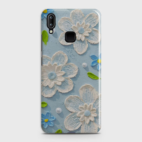 Vivo V11 Cover - Floral Series - Design 3 - Sky Blue - Matte Finish - Snap On Hard Case with LifeTime Colors Guarantee