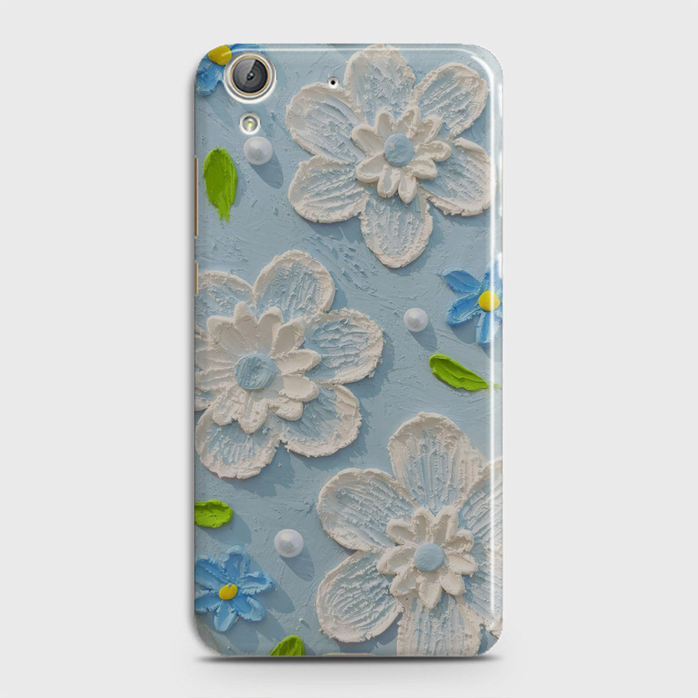 Huawei Y6 II Cover - Floral Series - Design 3 - Sky Blue - Matte Finish - Snap On Hard Case with LifeTime Colors Guarantee