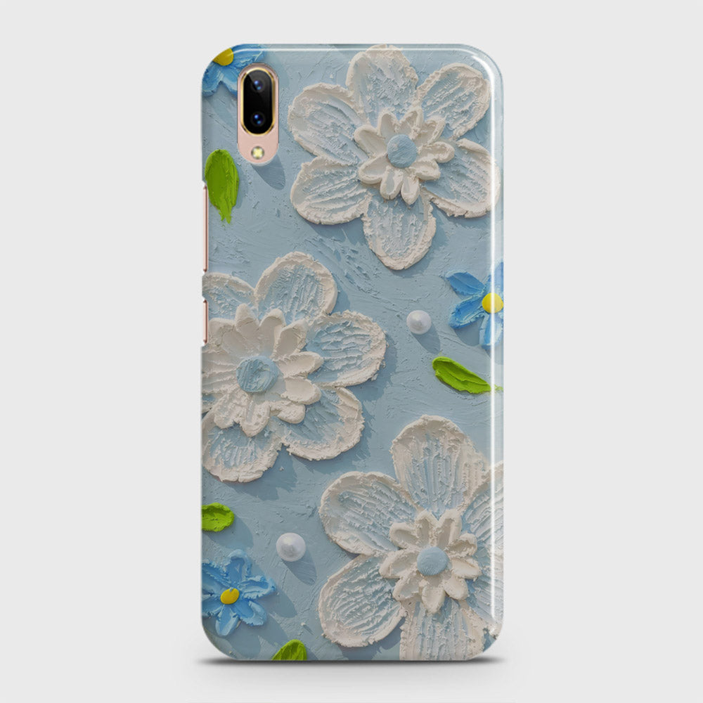 Vivo V11 Pro Cover - Floral Series - Design 3 - Sky Blue - Matte Finish - Snap On Hard Case with LifeTime Colors Guarantee