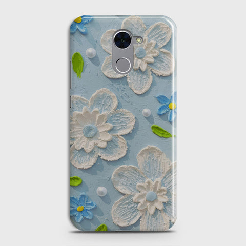 Huawei Y7 Prime  Cover - Floral Series - Design 3 - Sky Blue - Matte Finish - Snap On Hard Case with LifeTime Colors Guarantee