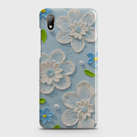 Huawei Y5 2019 Cover - Floral Series - Design 3 - Sky Blue - Matte Finish - Snap On Hard Case with LifeTime Colors Guarantee