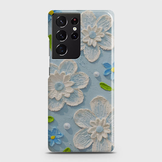 Samsung Galaxy S21 Ultra 5G Cover - Floral Series - Design 3 - Sky Blue - Matte Finish - Snap On Hard Case with LifeTime Colors Guarantee