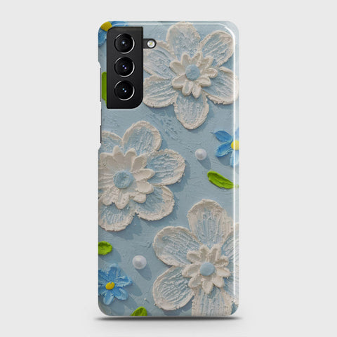 Samsung Galaxy S21 Plus 5G Cover - Floral Series - Design 3 - Sky Blue - Matte Finish - Snap On Hard Case with LifeTime Colors Guarantee