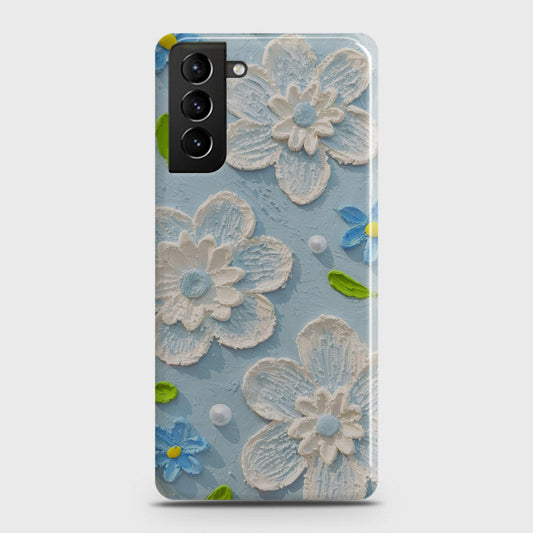 Samsung Galaxy S21 5G Cover - Floral Series - Design 3 - Sky Blue - Matte Finish - Snap On Hard Case with LifeTime Colors Guarantee