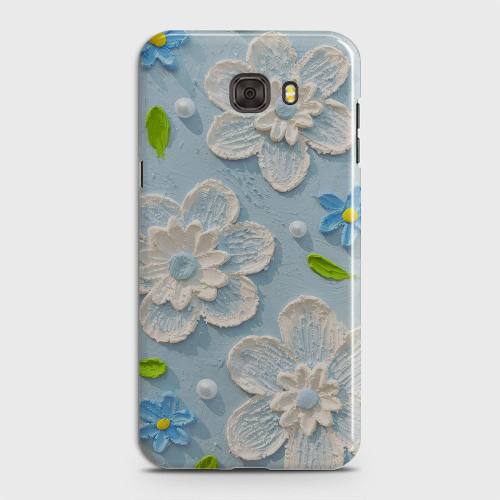 Samsung Galaxy C5 Cover - Floral Series - Design 3 - Sky Blue - Matte Finish - Snap On Hard Case with LifeTime Colors Guarantee