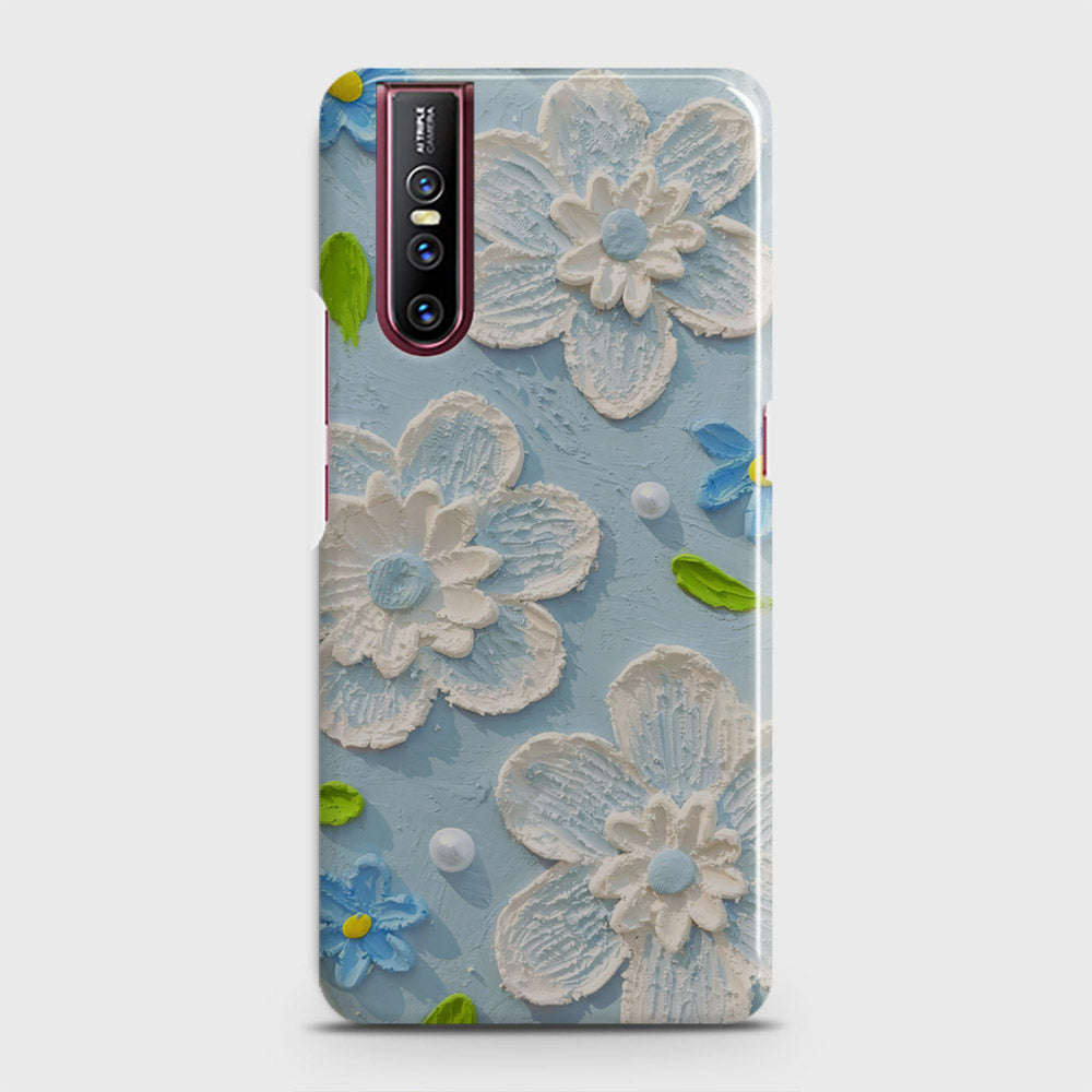 Vivo V15 Pro Cover - Floral Series - Design 3 - Sky Blue - Matte Finish - Snap On Hard Case with LifeTime Colors Guarantee