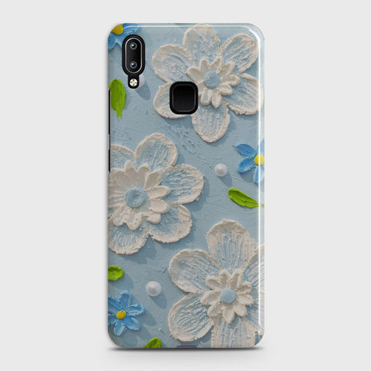 Vivo Y93 Cover - Floral Series - Design 3 - Sky Blue - Matte Finish - Snap On Hard Case with LifeTime Colors Guarantee