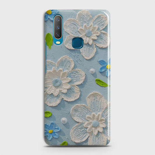 Vivo Y17 Cover - Floral Series - Design 3 - Sky Blue - Matte Finish - Snap On Hard Case with LifeTime Colors Guarantee