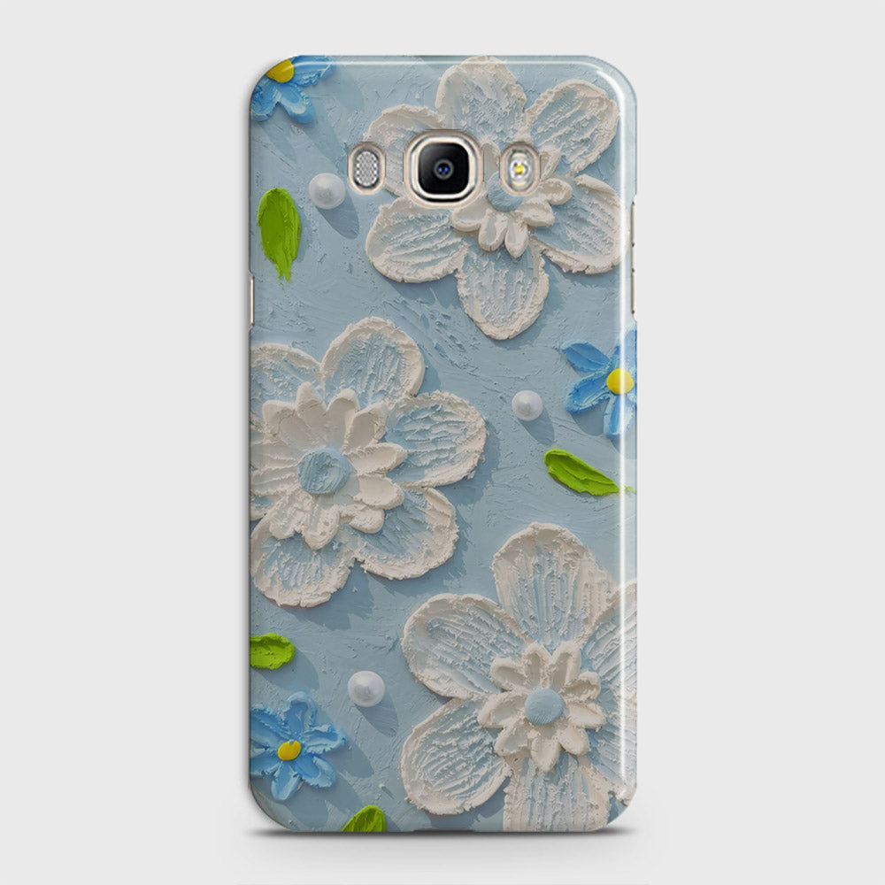 Samsung Galaxy J7 2016 / J710 Cover - Floral Series - Design 3 - Sky Blue - Matte Finish - Snap On Hard Case with LifeTime Colors Guarantee