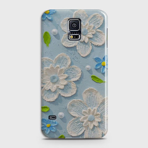 Samsung Galaxy S5 Cover - Floral Series - Design 3 - Sky Blue - Matte Finish - Snap On Hard Case with LifeTime Colors Guarantee