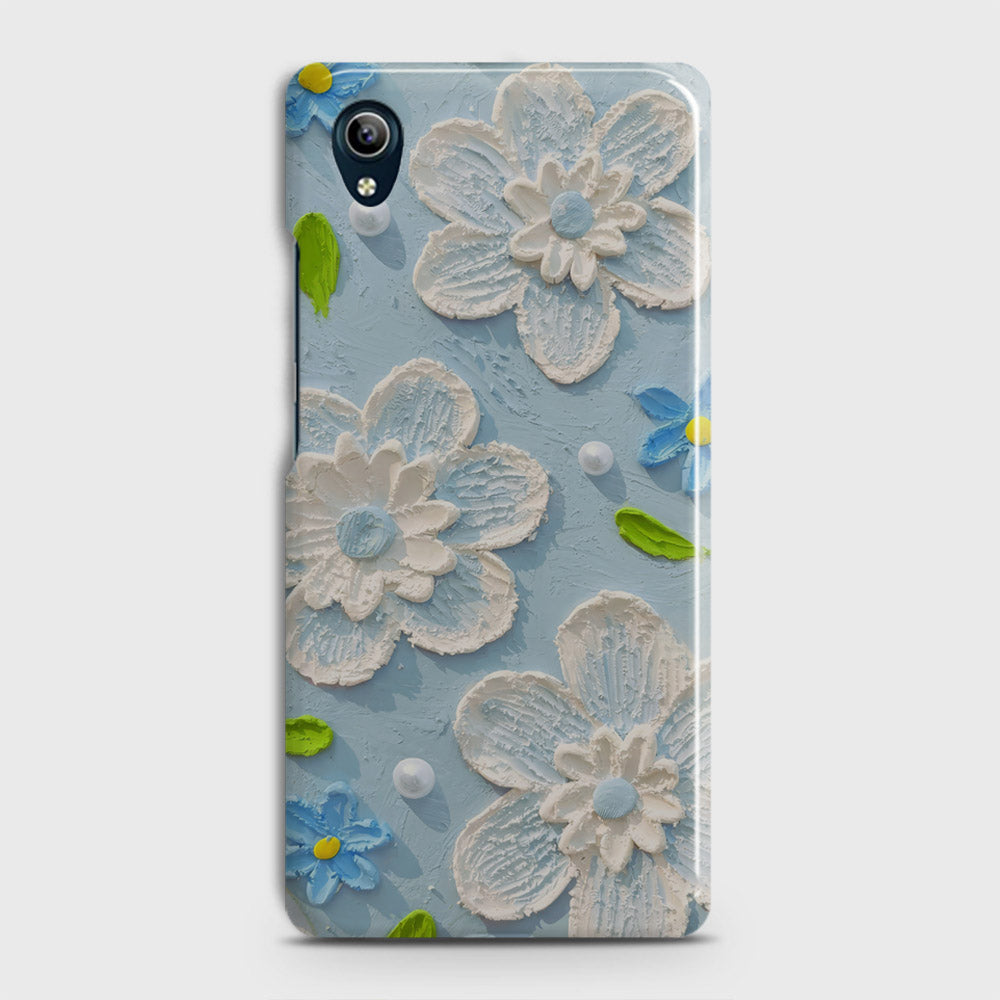 Vivo Y91C Cover - Floral Series - Design 3 - Sky Blue - Matte Finish - Snap On Hard Case with LifeTime Colors Guarantee