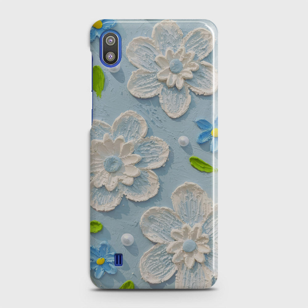 Samsung Galaxy A10 Cover - Floral Series - Design 3 - Sky Blue - Matte Finish - Snap On Hard Case with LifeTime Colors Guarantee