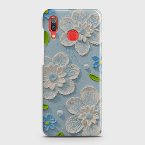 Samsung Galaxy A20 Cover - Floral Series - Design 3 - Sky Blue - Matte Finish - Snap On Hard Case with LifeTime Colors Guarantee