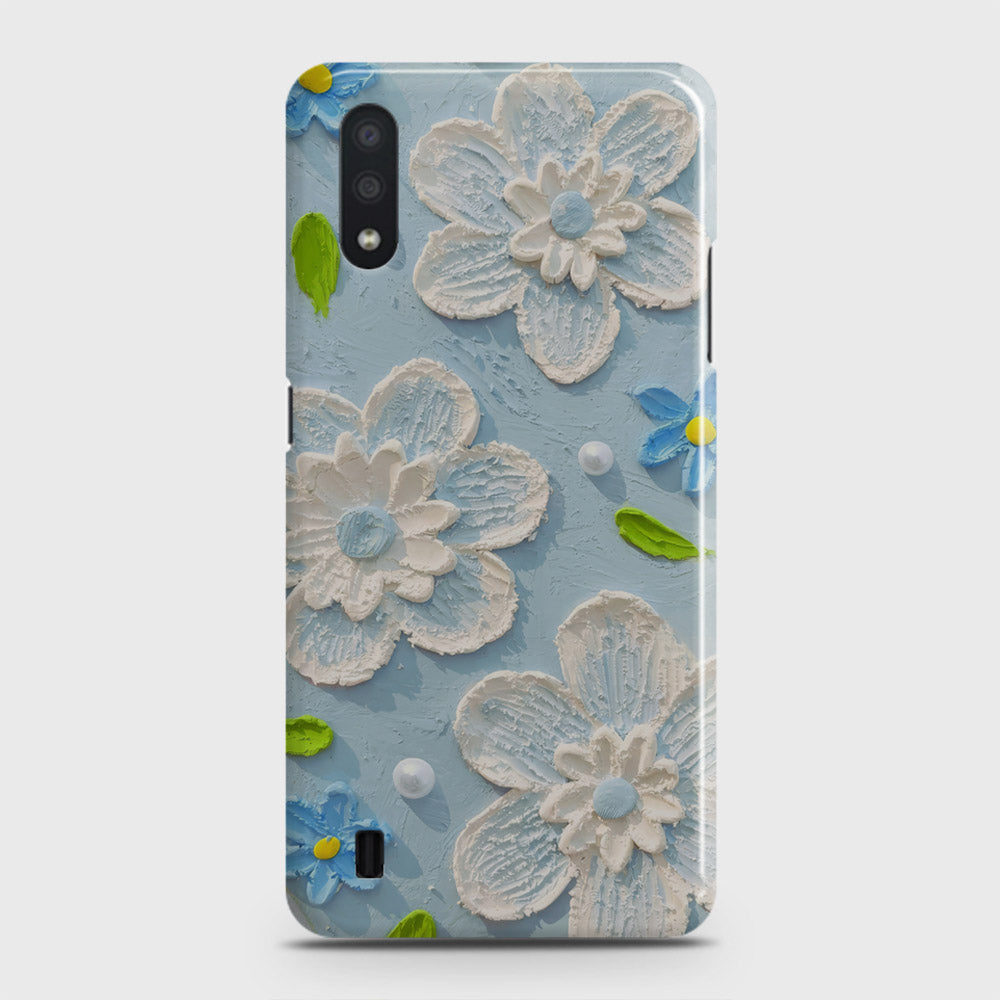 Samsung Galaxy A01 Cover - Floral Series - Design 3 - Sky Blue - Matte Finish - Snap On Hard Case with LifeTime Colors Guarantee