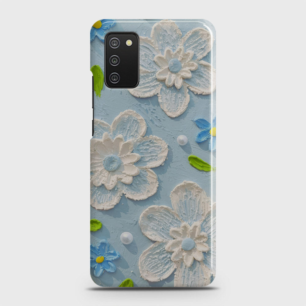 Samsung Galaxy A02s Cover - Floral Series - Design 3 - Sky Blue - Matte Finish - Snap On Hard Case with LifeTime Colors Guarantee